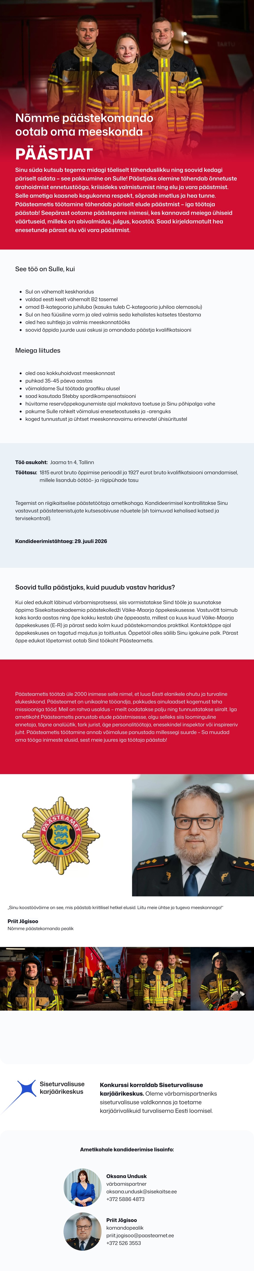 Siseturvalisuse karjäärikeskus Nõmme päästekomando päästja