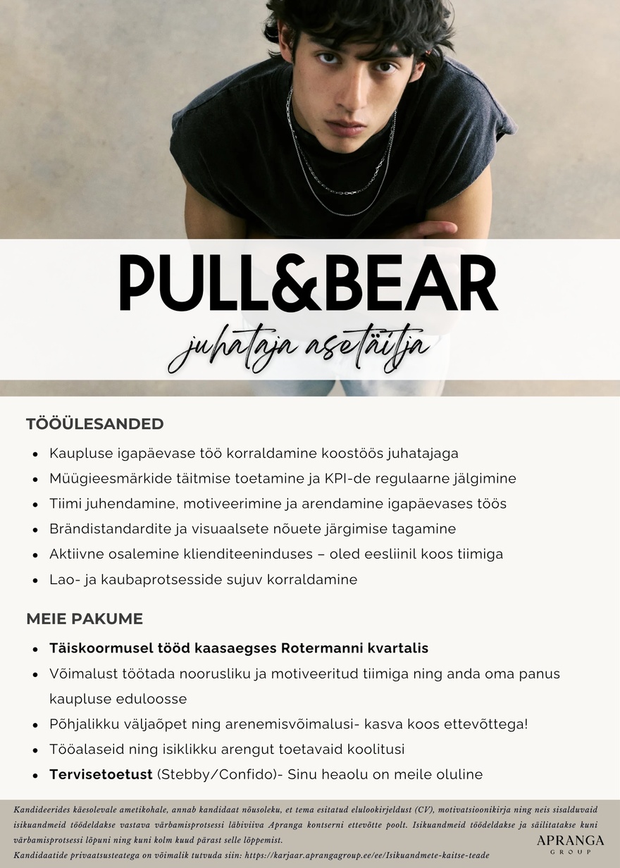 Apranga OÜ Pull&Bear juhataja asetäitja