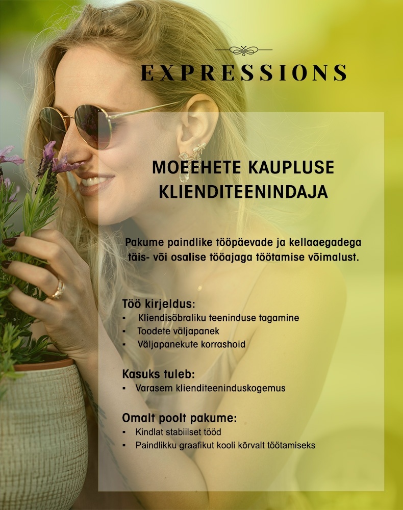 DADA GOPAL OÜ MOEEHETE KAUPLUSE KLIENDITEENINDAJA PÄRNU