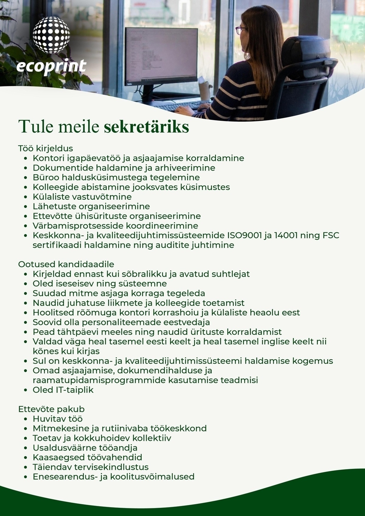 ECOPRINT OÜ Sekretär