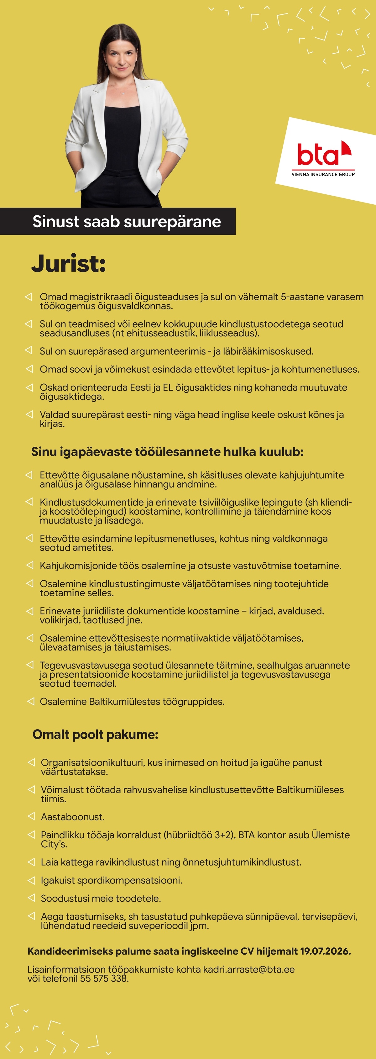 AAS BTA BALTIC INSURANCE COMPANY EESTI FILIAAL Jurist