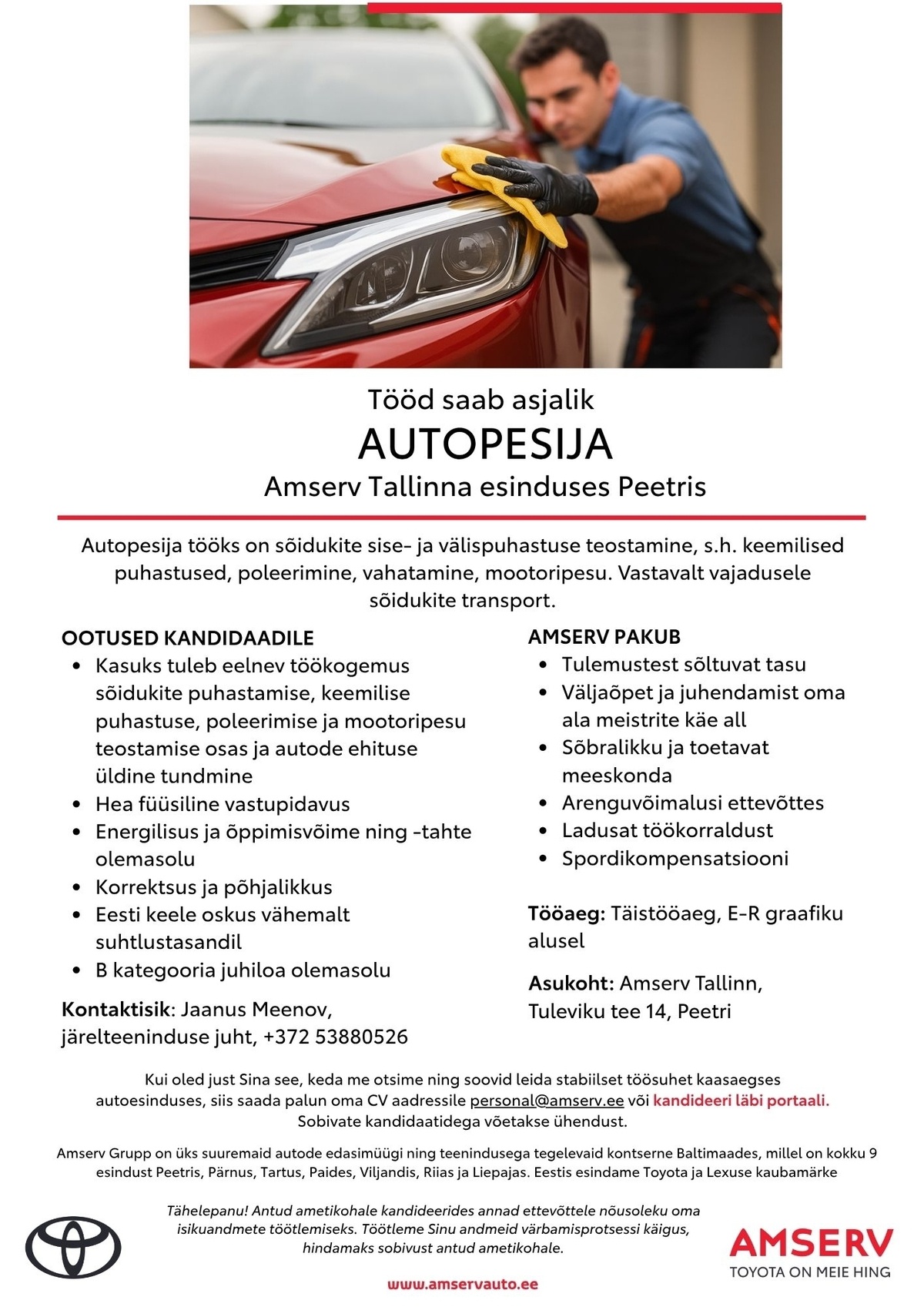 Amserv Grupi AS Autopesija Amserv Tallinna esinduses Peetris