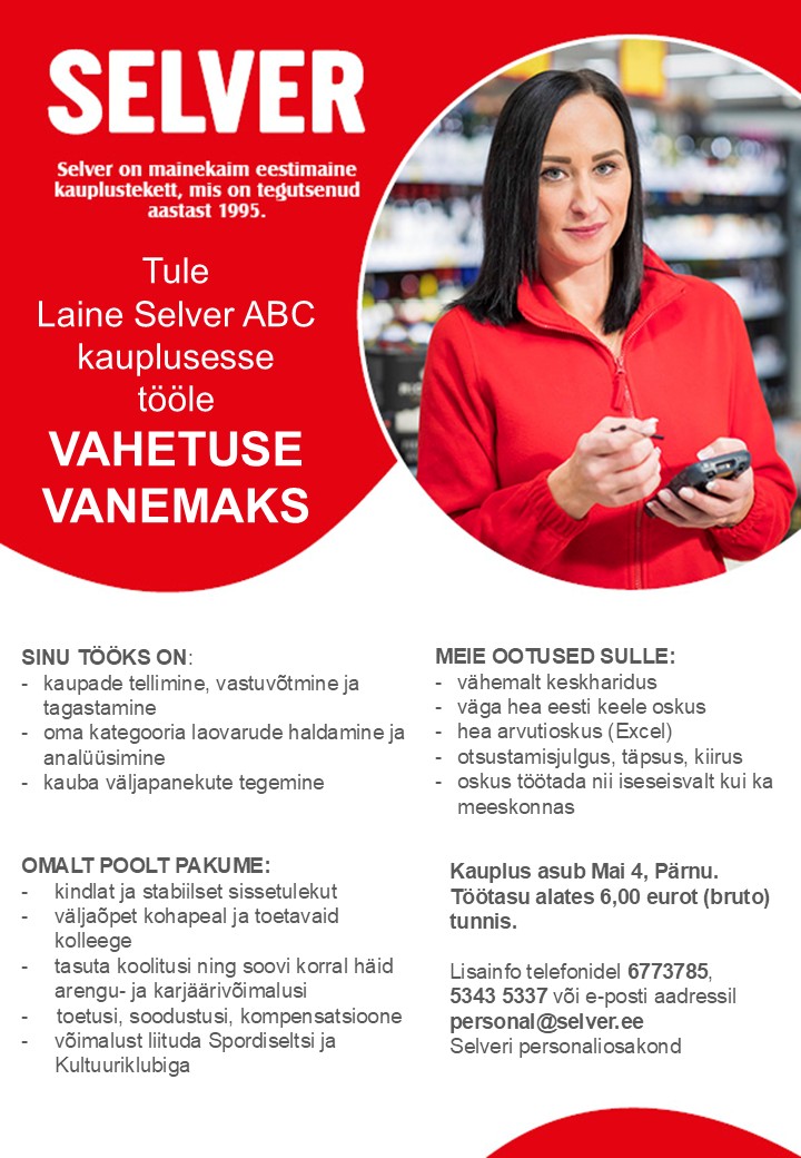 Selver Vahetuse vanem Laine Selver ABC-s