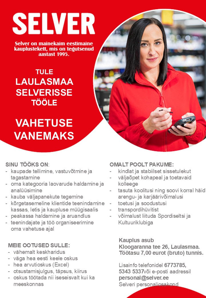Selver Vahetuse vanem Laulasmaa Selveris
