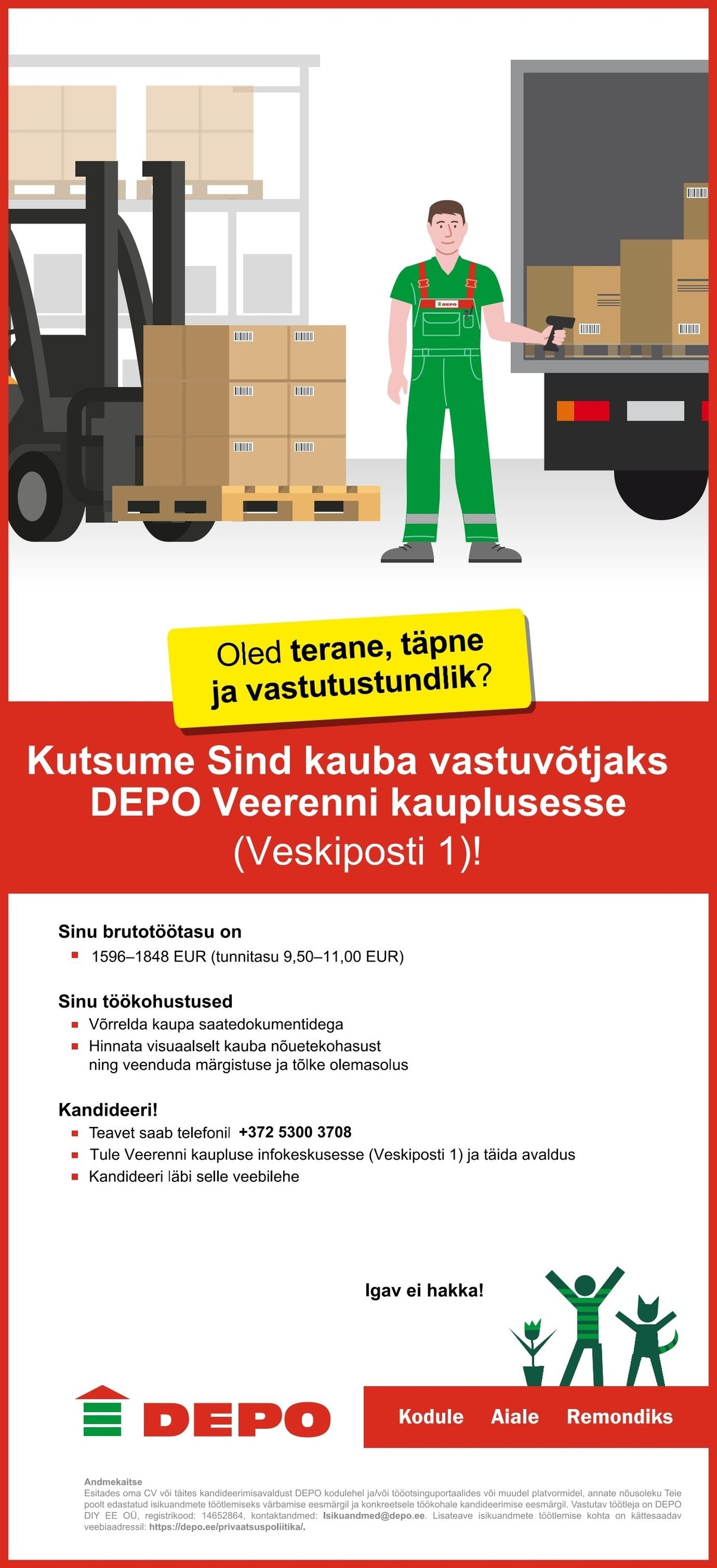 DEPO DIY EE OÜ Kauba vastuvõtja, Veerenni (Veskiposti 1)