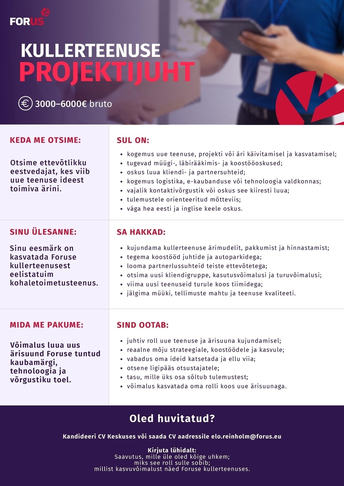 Forus International OÜ Forus kullerteenuse projektijuht