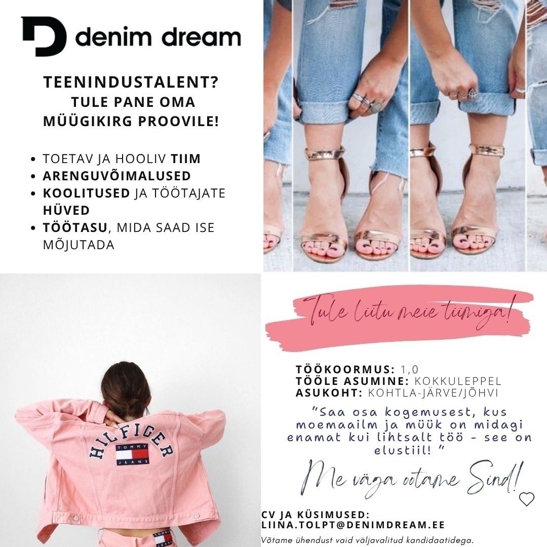 Põldma Kaubanduse AS Tule liitu meie Kohtla-Järve/Jõhvi Denim Dreami keti kauplustega!