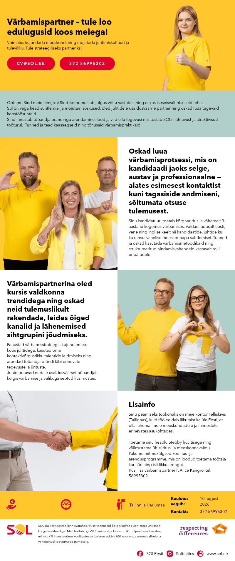 SOL Baltics OÜ Värbamispartner – tule loo edulugusid koos meiega!