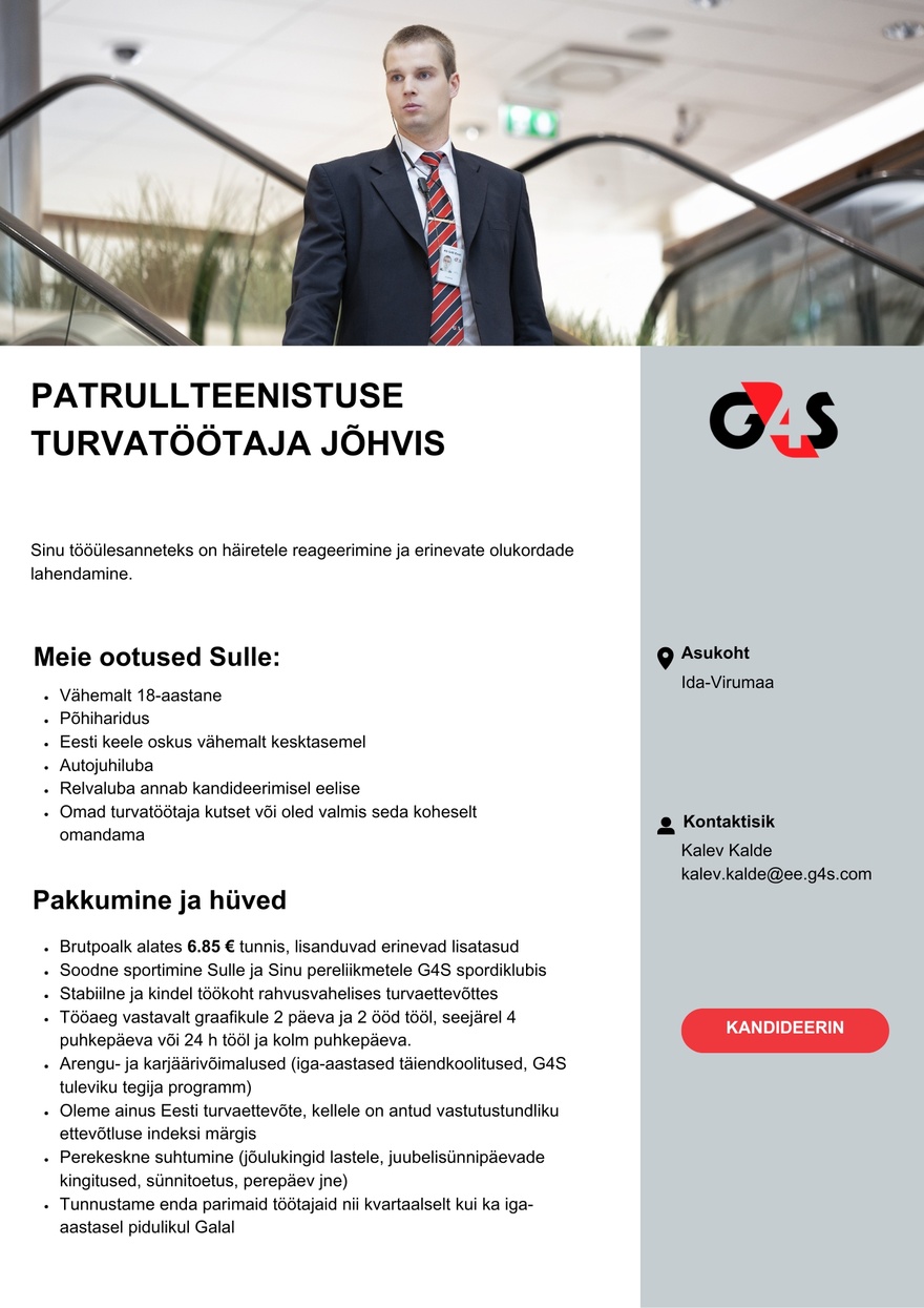 AS G4S Eesti Patrullteenistuse turvatöötaja Jõhvis