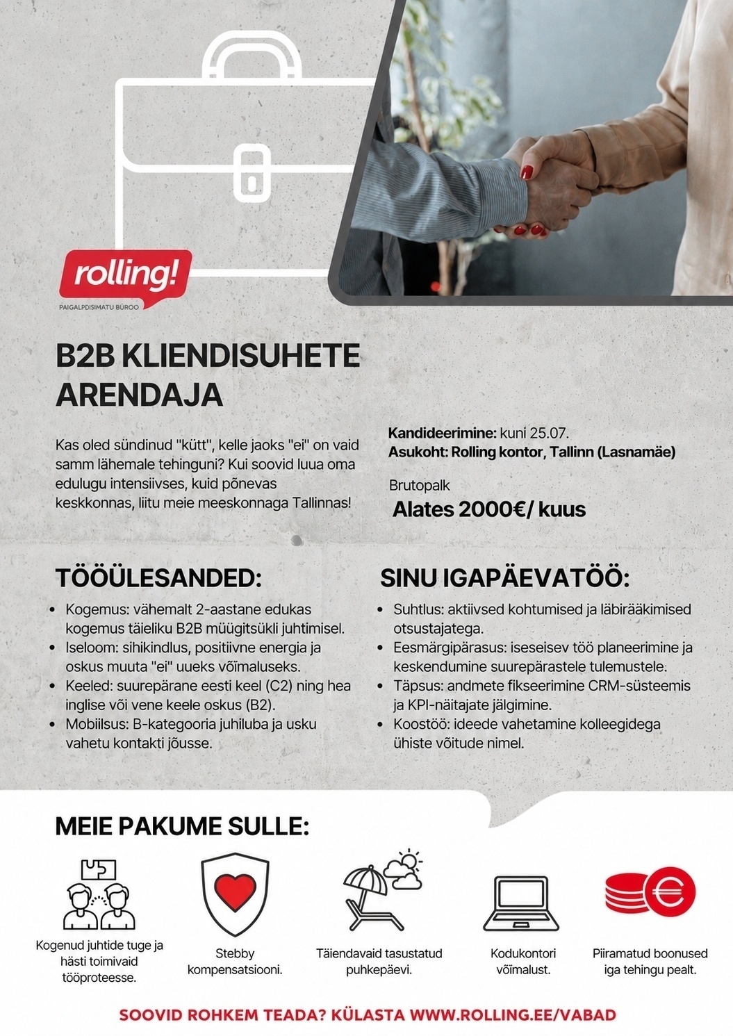 ROLLING OÜ B2B KLIENDISUHETE ARENDAJA