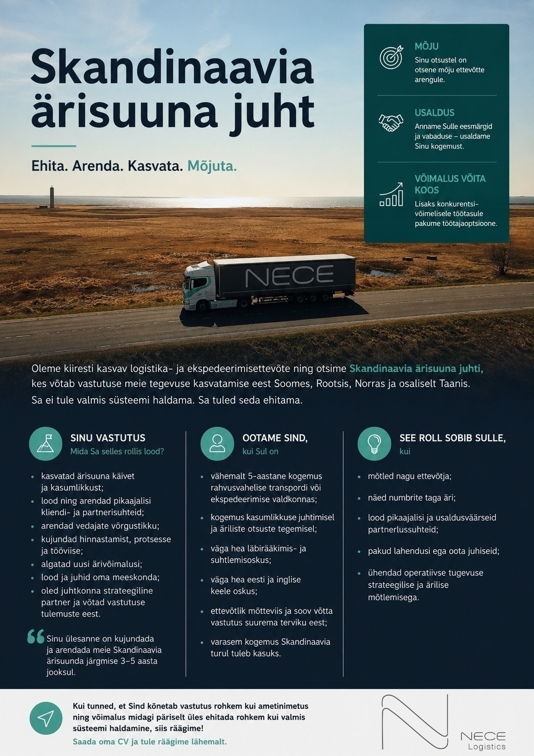 NECE Logistics OÜ Ärisuuna juht