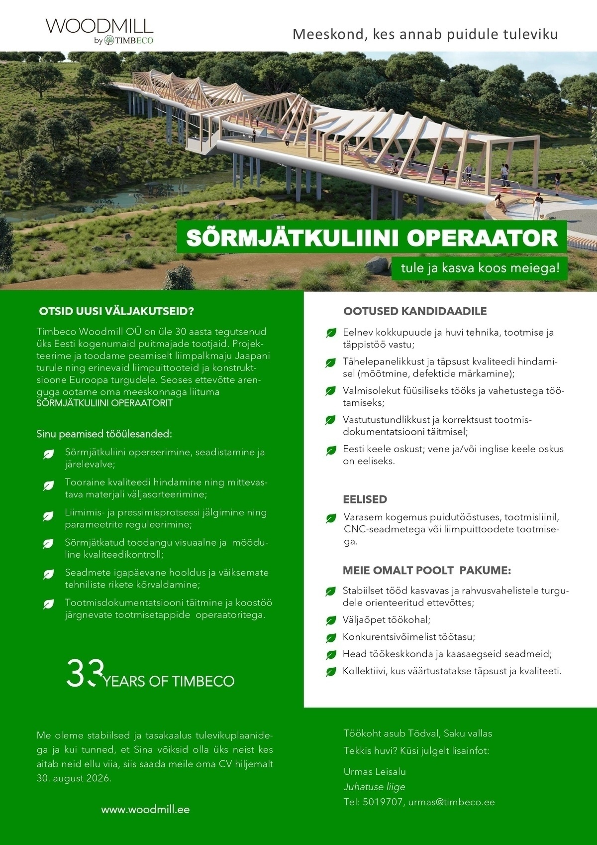 Timbeco Woodmill OÜ SÕRMJÄTKULIINI OPERAATOR