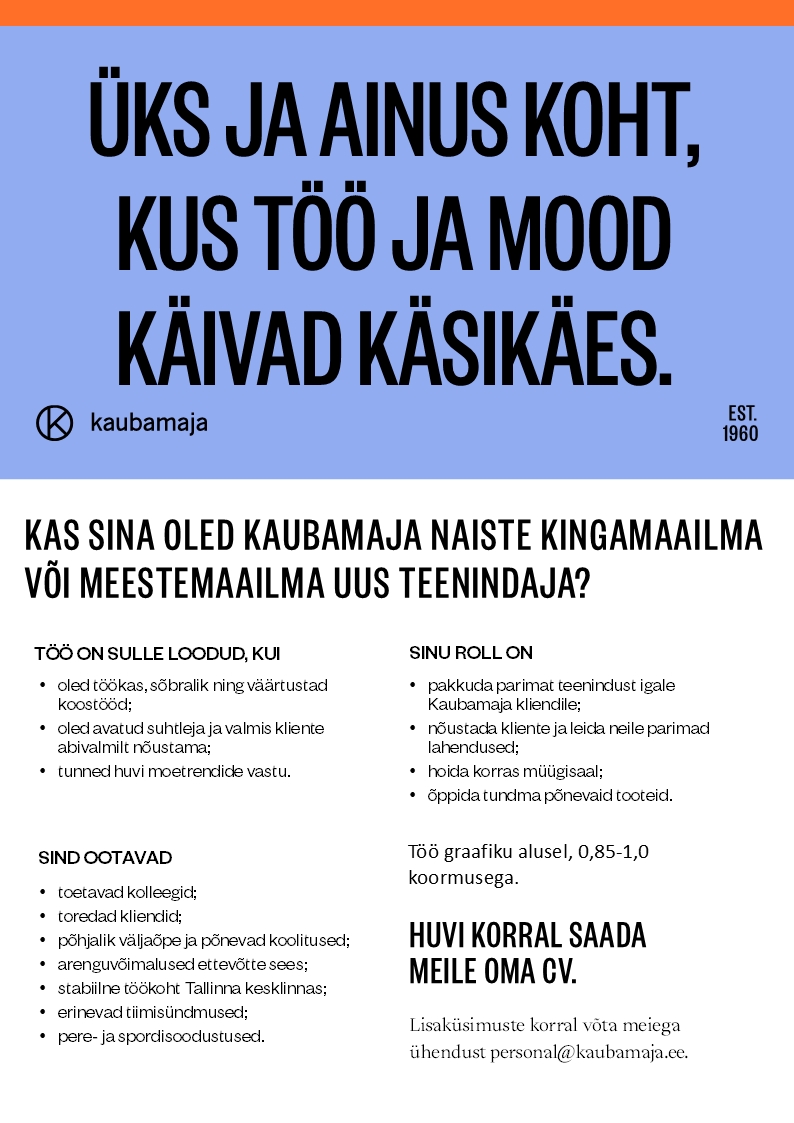 Kaubamaja Naiste Kingamaailma või Meestemaailma teenindaja