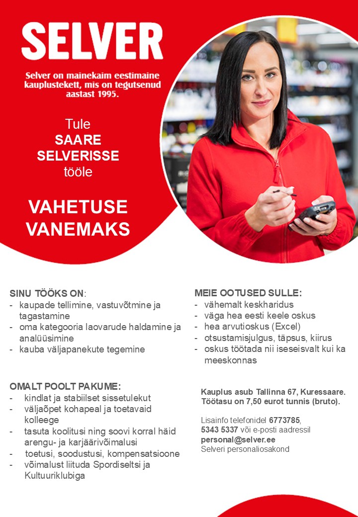 Selver Vahetuse vanem (tellija) Saare Selveris