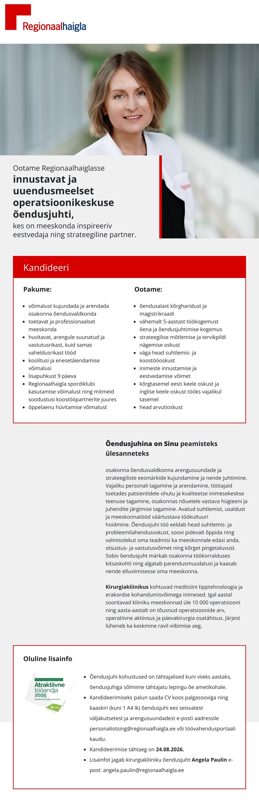 Põhja-Eesti Regionaalhaigla Õendusjuht operatsioonikeskusesse