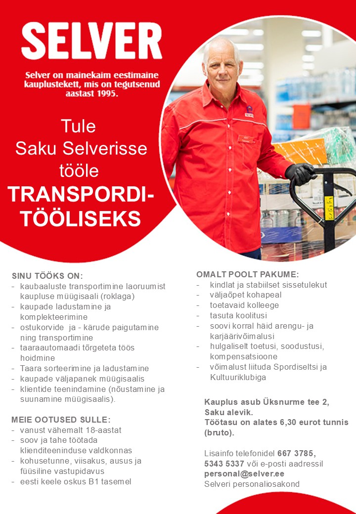 Selver Transporditööline Saku Selveris