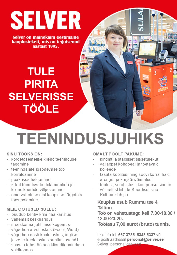 Selver Teenindusjuht Pirita Selveris