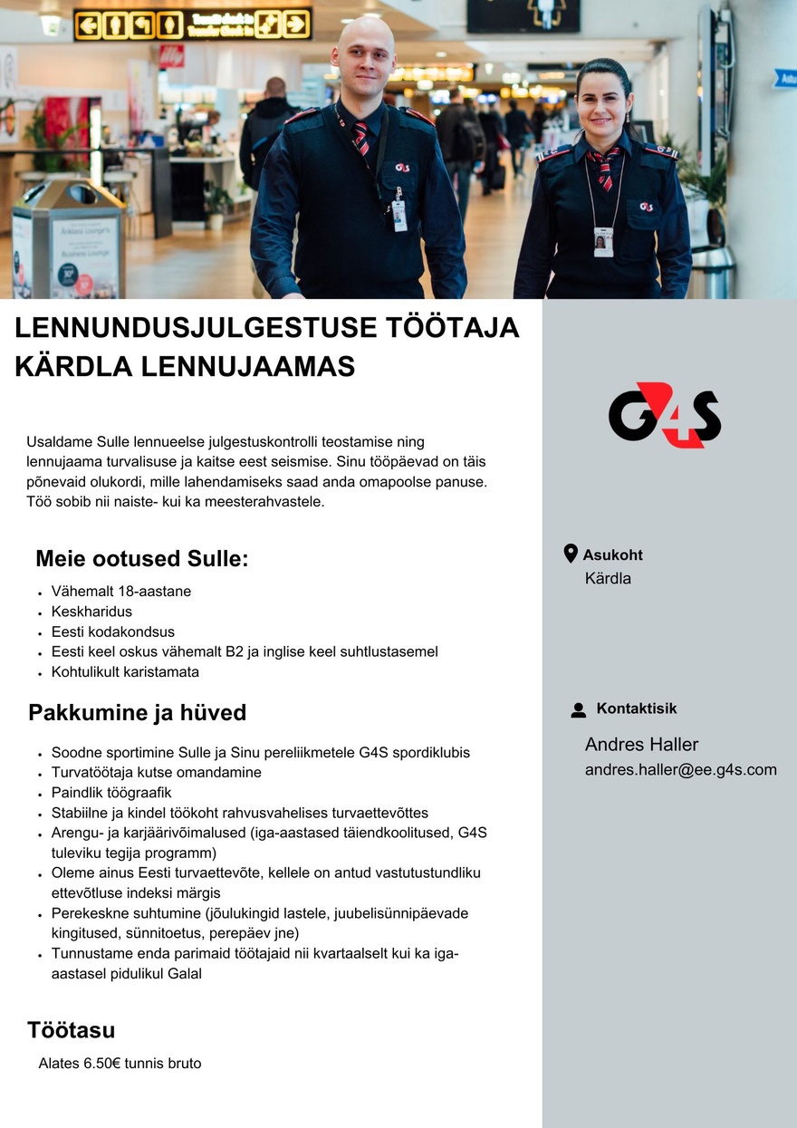 AS G4S Eesti Lennundusjulgestuse töötaja Kärdla Lennujaamas
