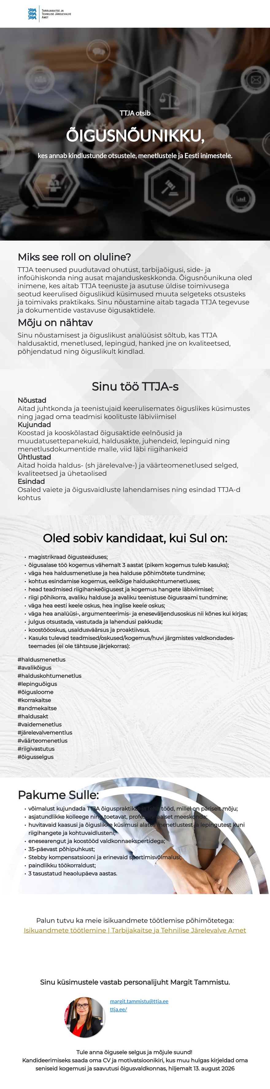 Tarbijakaitse ja Tehnilise Järelevalve Amet Õigusnõunik