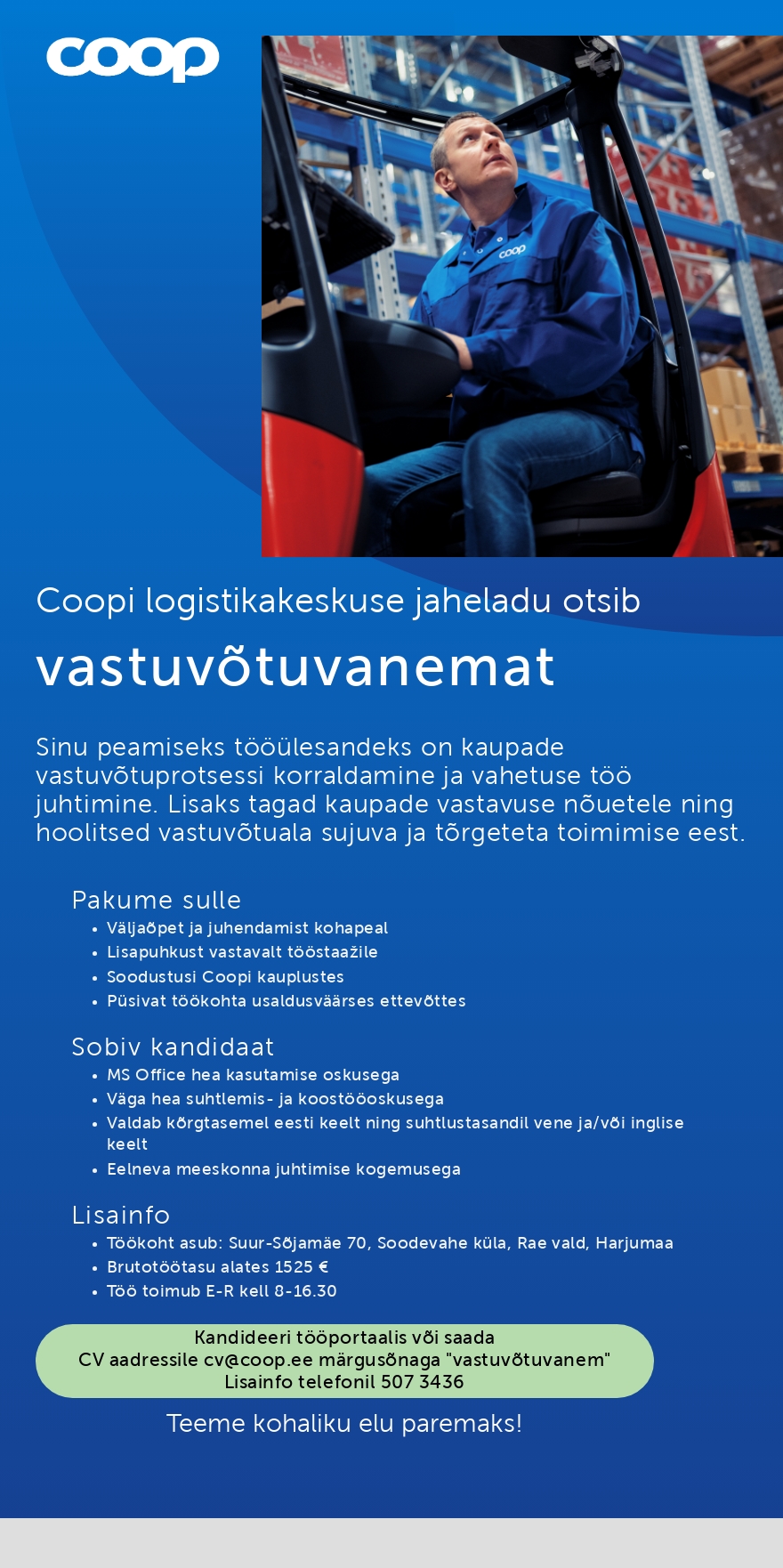 Coop Eesti Keskühistu Vastuvõtuvanem