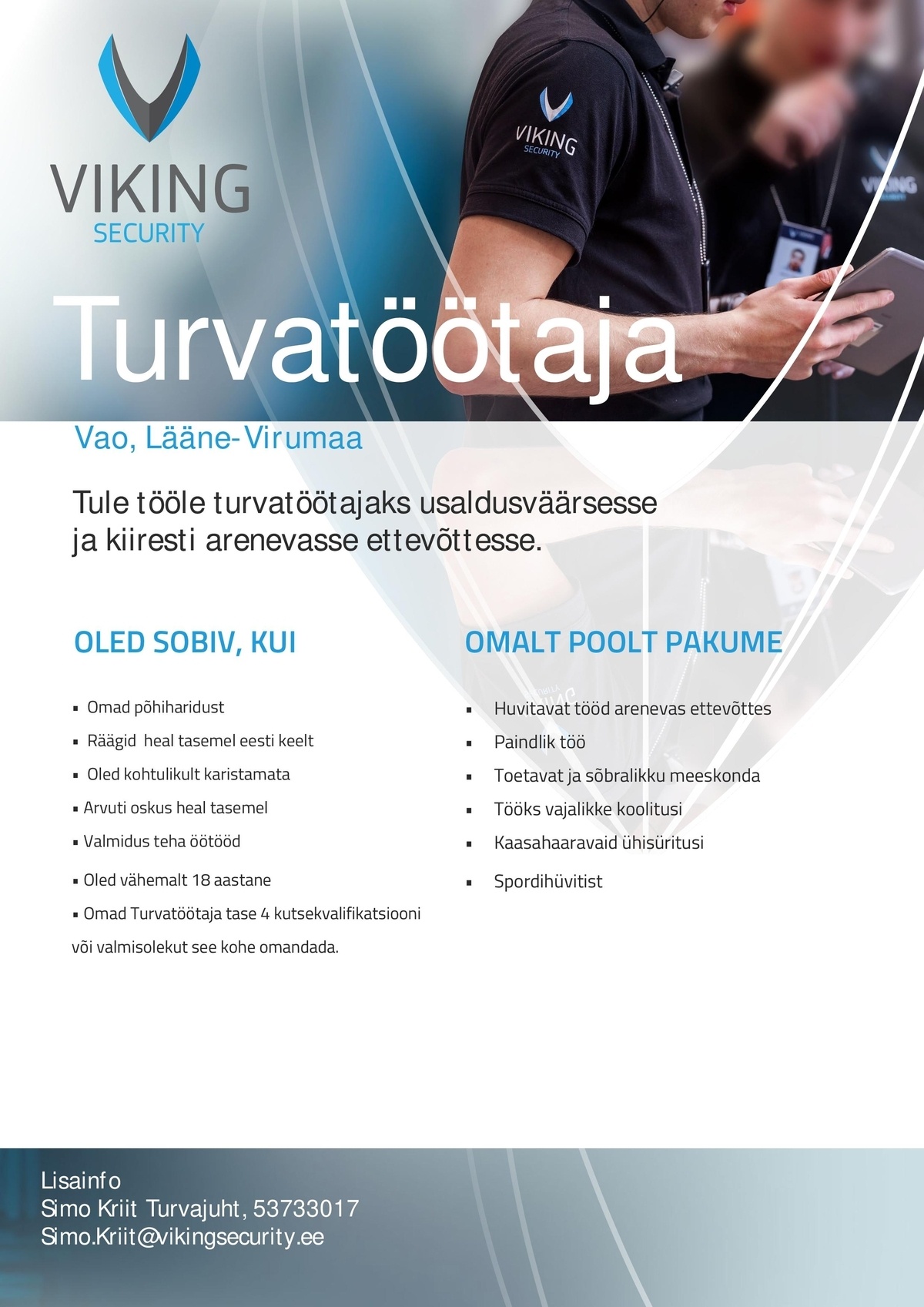 Viking Security AS Öövalve turvatöötaja Vao asulas