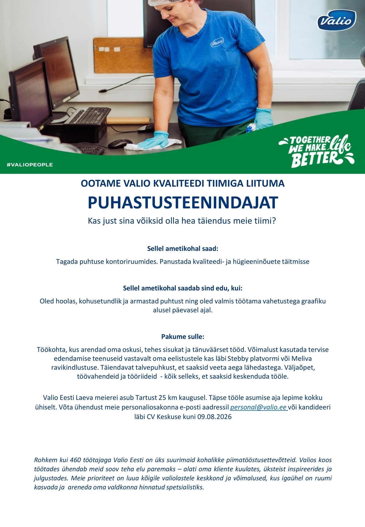 Valio Eesti AS Puhastusteenindaja