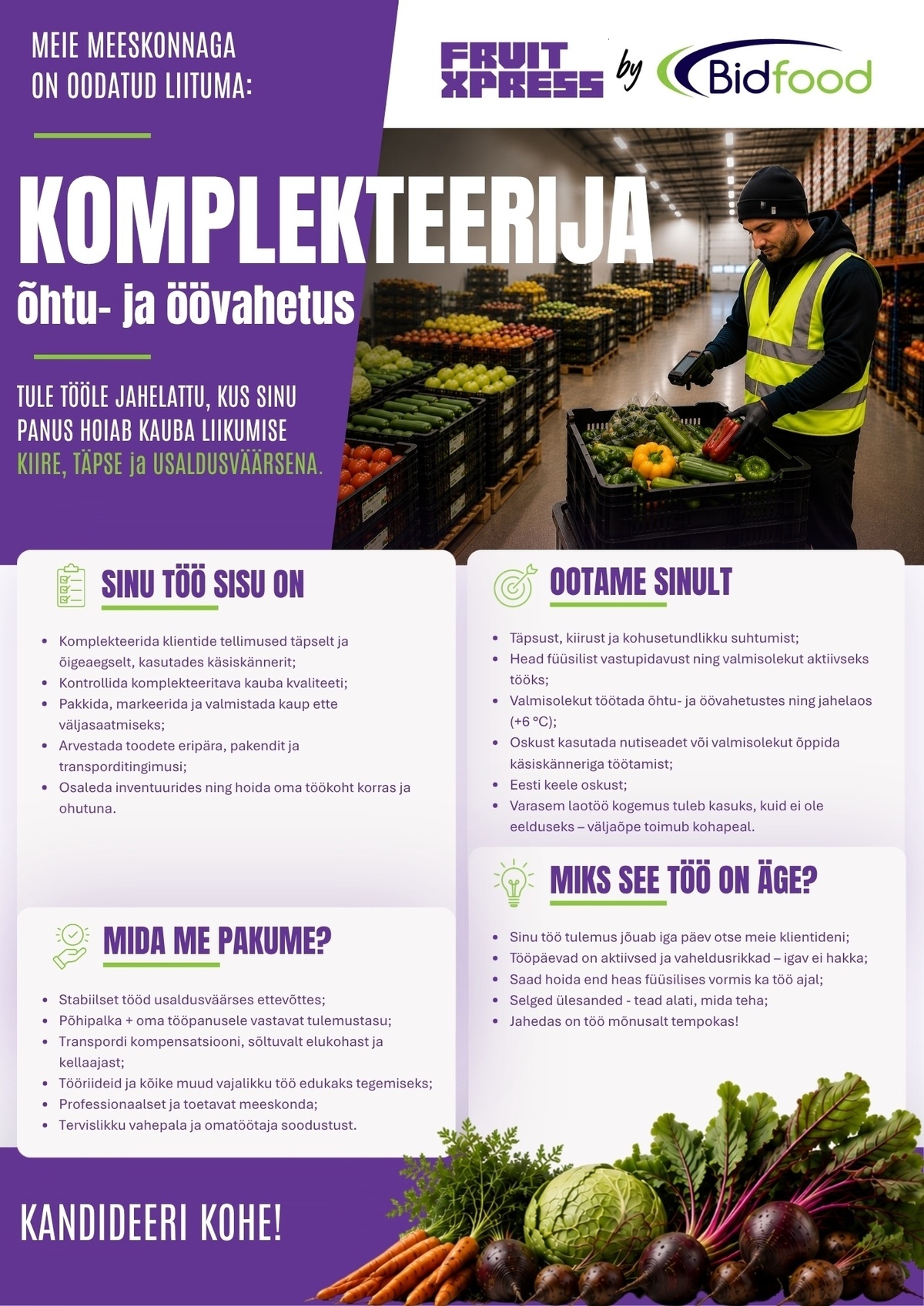 FRUIT XPRESS OÜ Komplekteerija (õhtu- ja öövahetus)