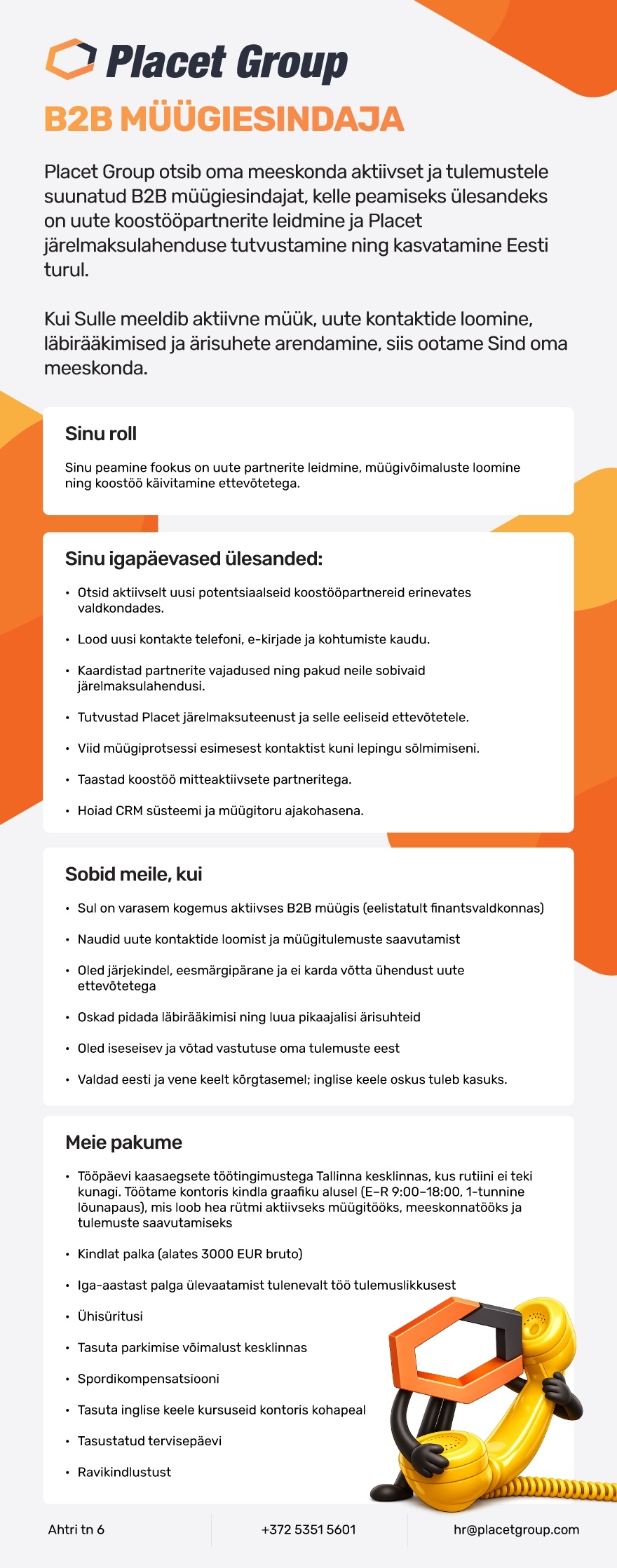 PLACET GROUP OÜ B2B Müügiesindaja