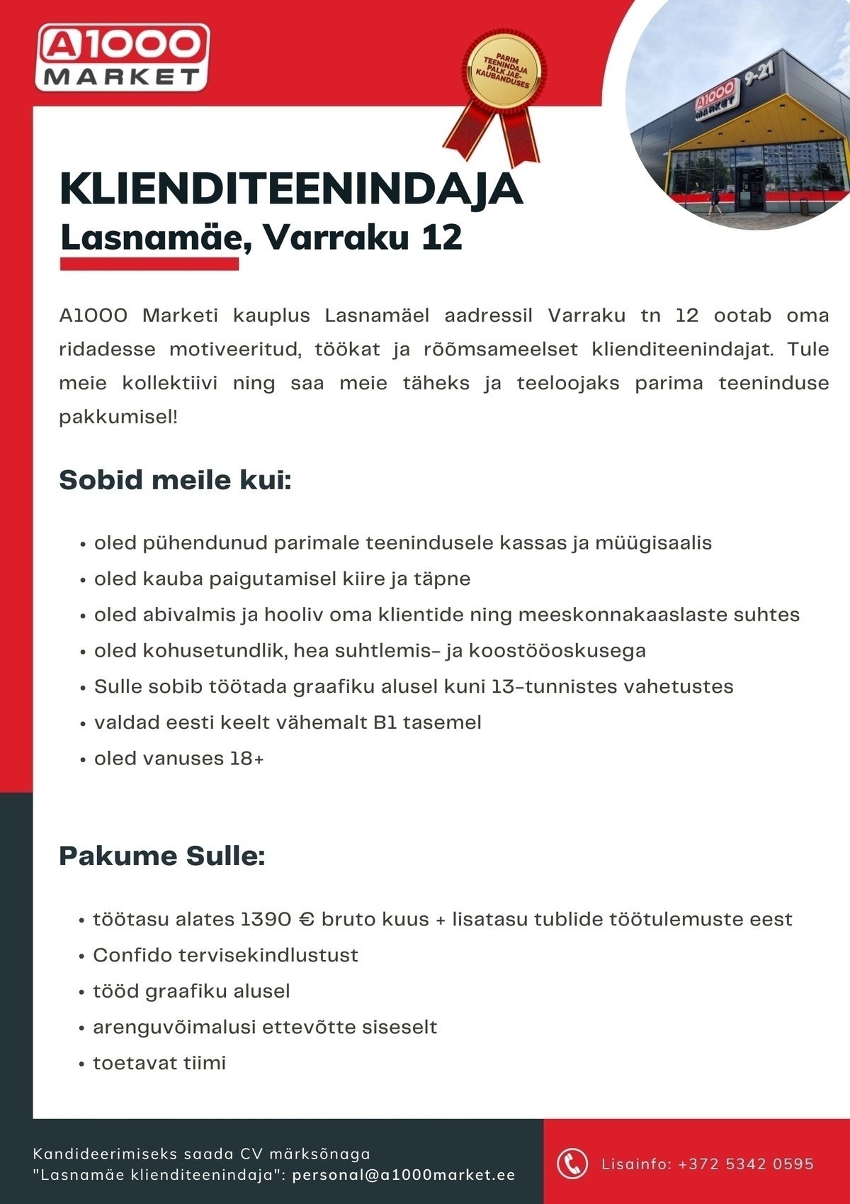 A1M OÜ Klienditeenindaja Lasnamäel