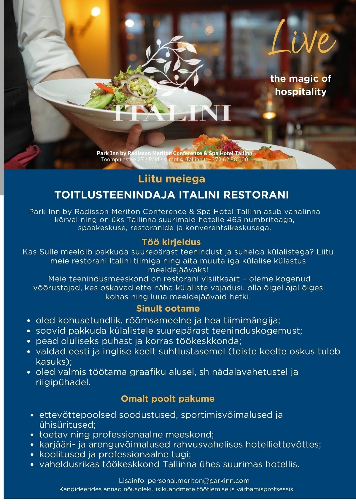 Meriton Hotels OÜ Toitlustusteenindaja