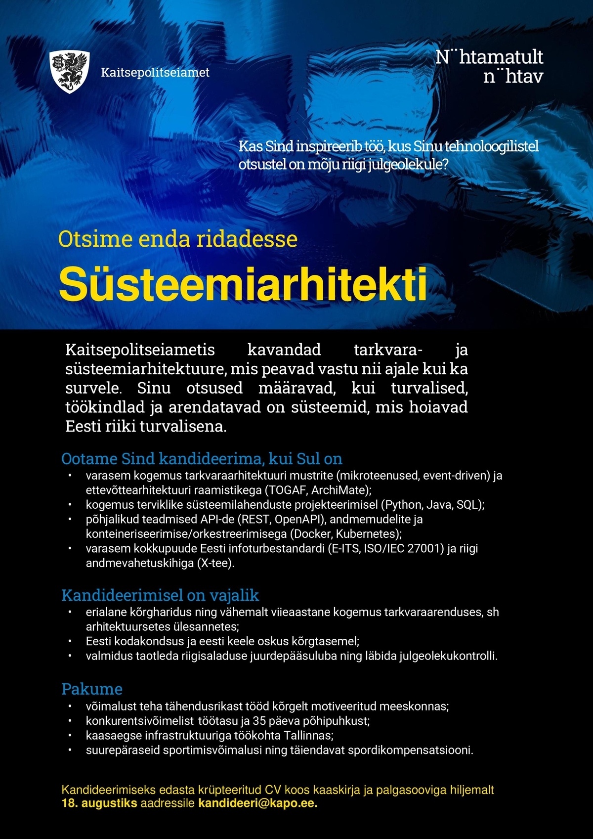 Kaitsepolitseiamet Süsteemiarhitekt