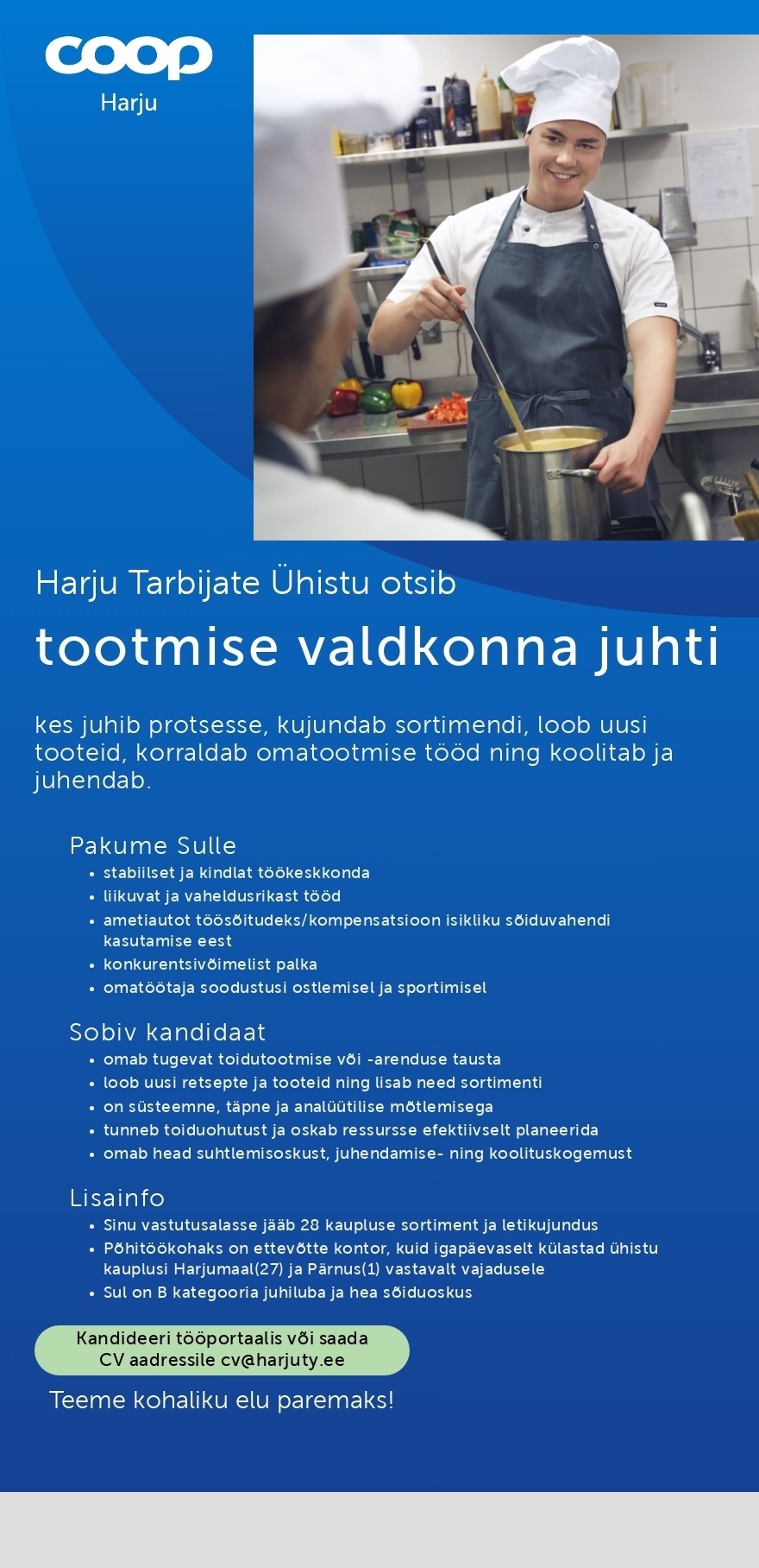 Harju Tarbijate Ühistu (Coop Harju) Tootmise valdkonna juht