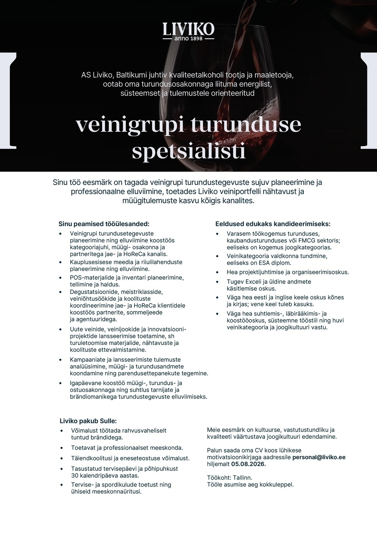 Liviko AS Veinigrupi turunduse spetsialist