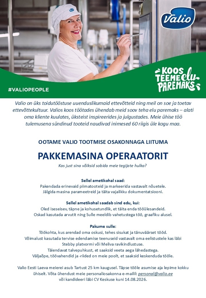 Valio Eesti AS Pakkemasina operaator