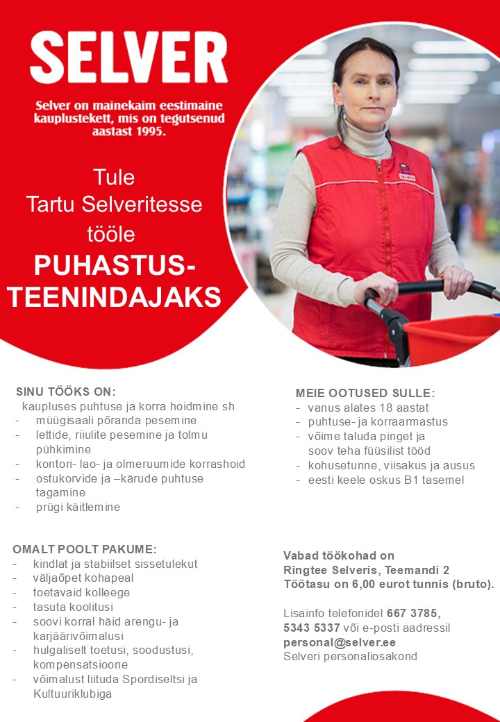 Selver Puhastusteenindaja Tartu Selverites