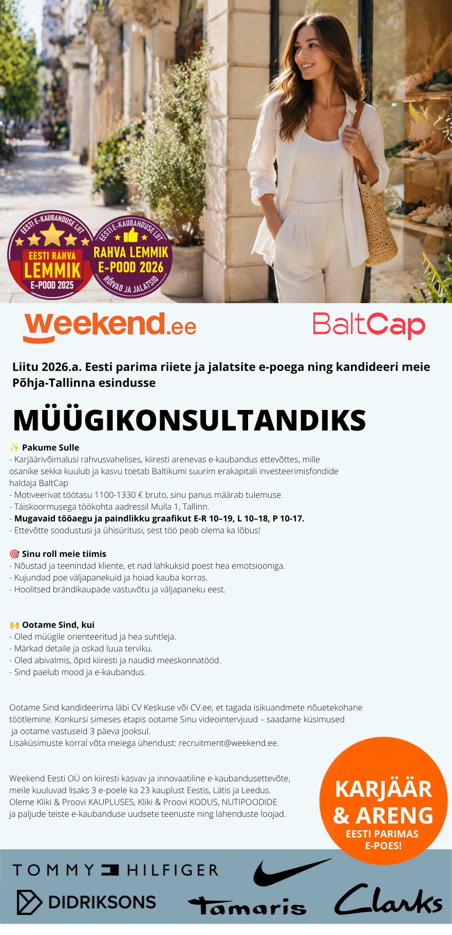 Weekend Eesti OÜ PAINDLIKUD TÖÖAJAD & HUVITAV TÖÖ - MÜÜGIKONSULTANT Põhja-Tallinna Weekendis