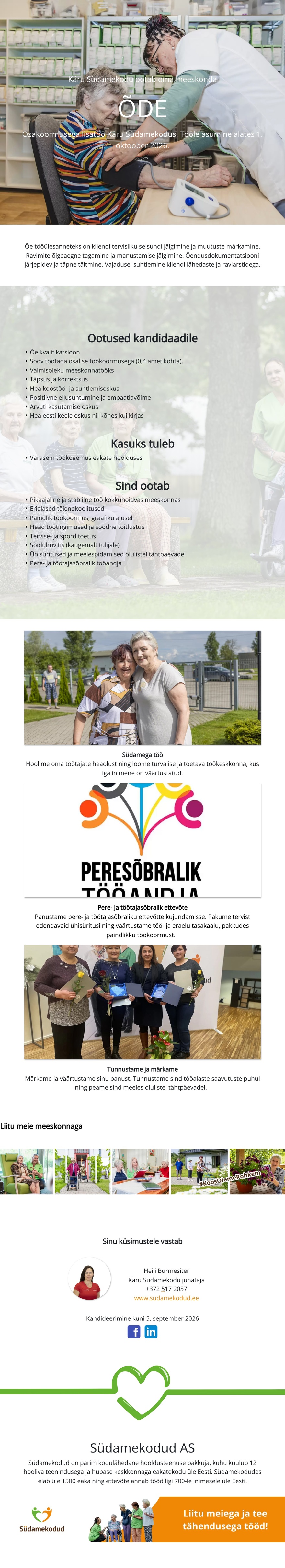 Käru Südamekodu Õde Käru Südamekodusse