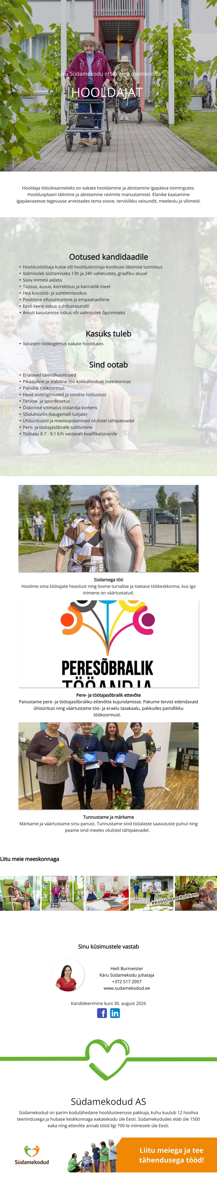 Käru Südamekodu Hooldaja Käru Südamekodusse