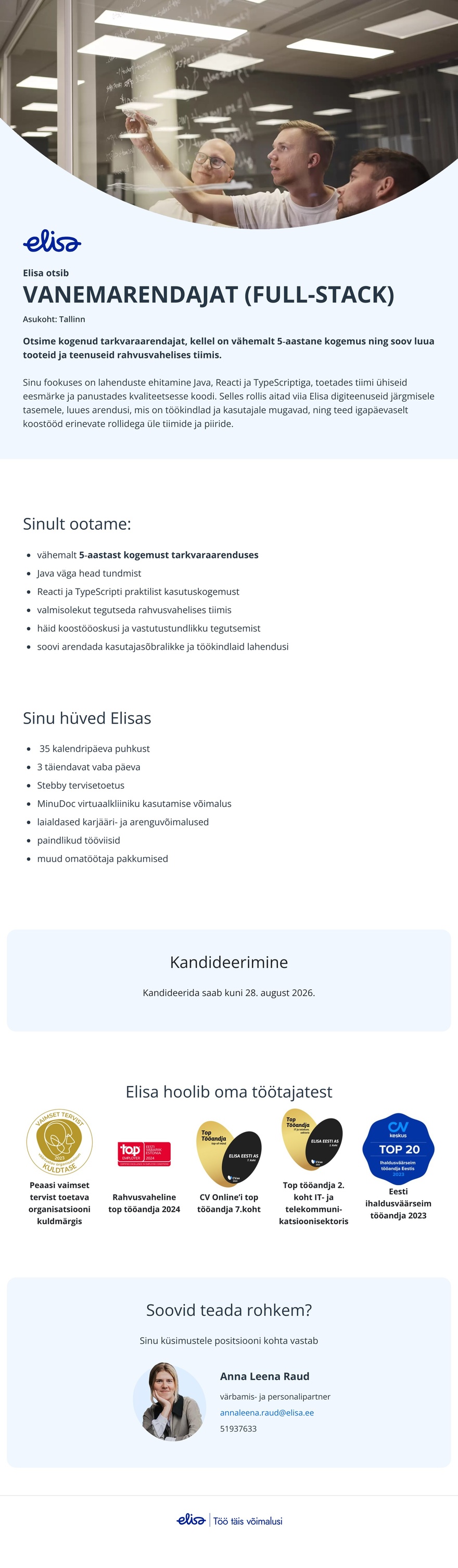 Elisa Eesti AS Vanemarendaja