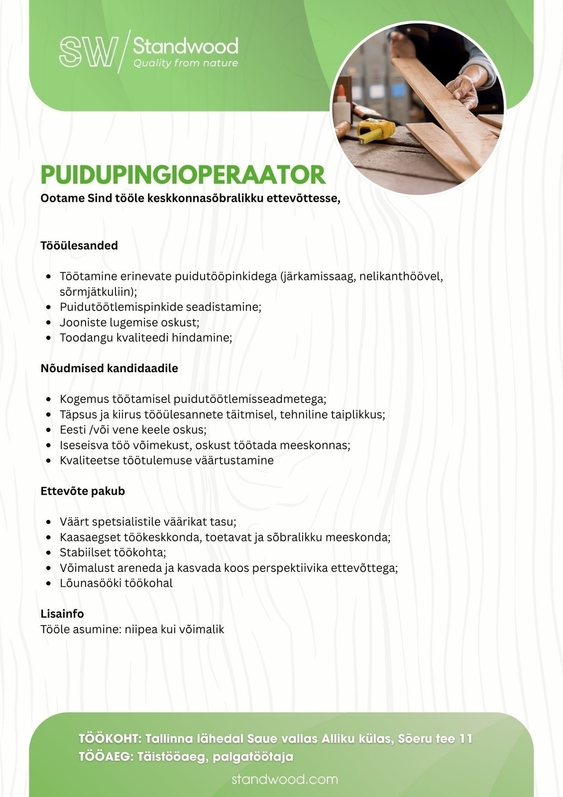 Standwood OÜ Puidupingi operaator