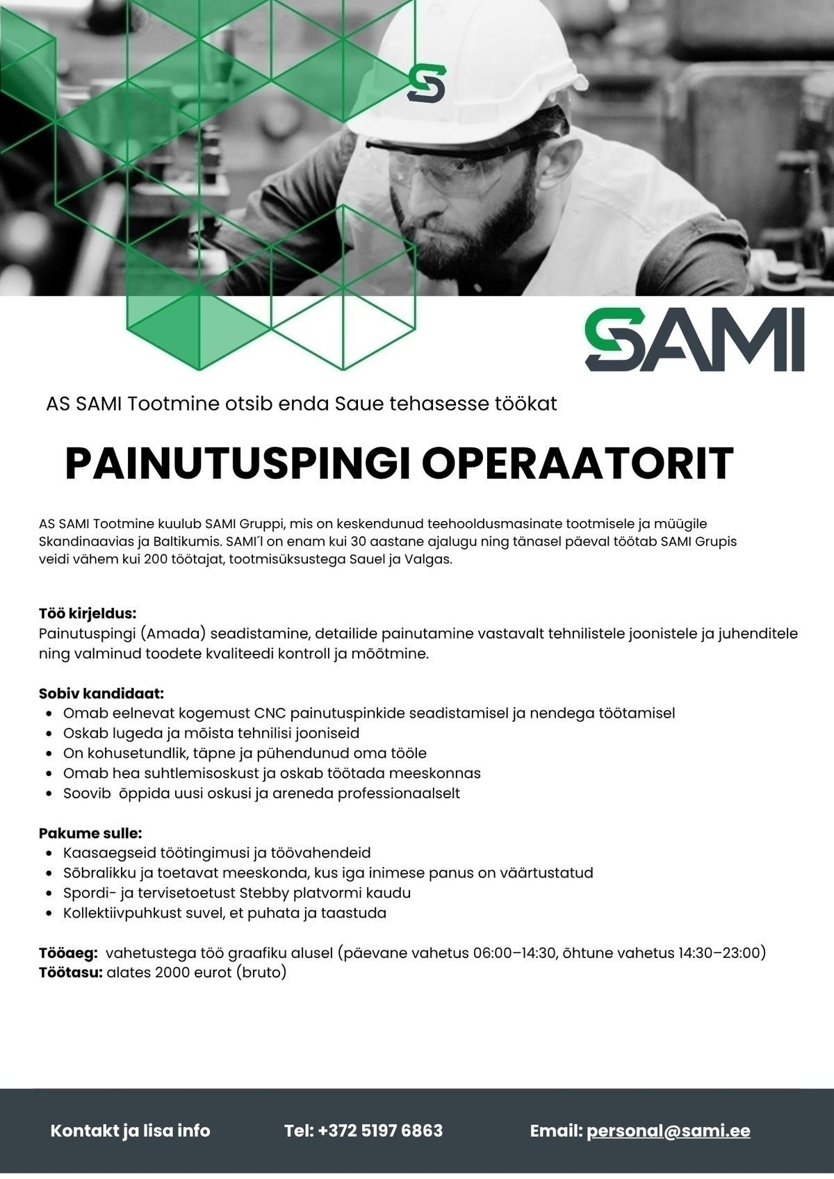 AS SAMI Tootmine Painutuspingi operaator