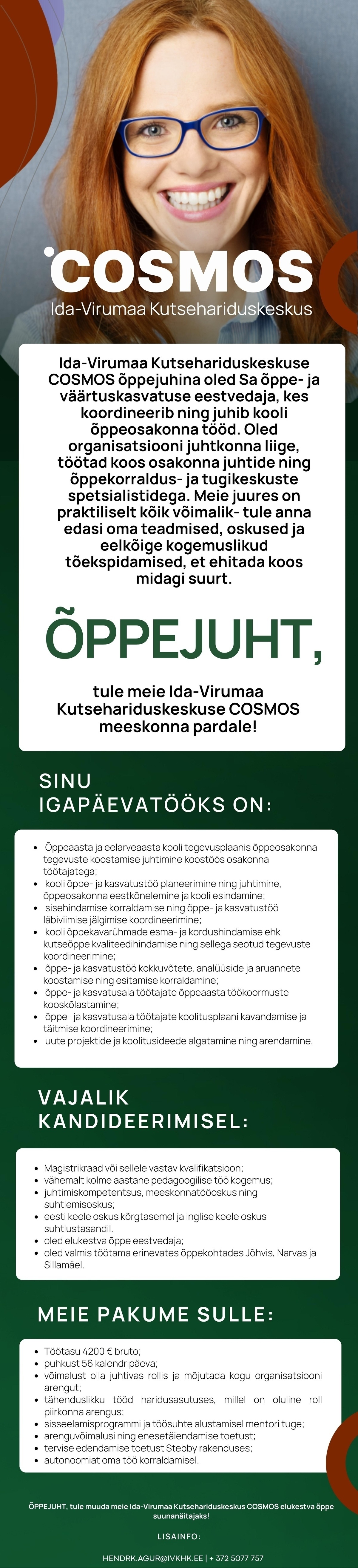 Ida-Virumaa Kutsehariduskeskus ÕPPEJUHT, Ida-Virumaa Kutsehariduskeskus COSMOS ootab Sind pardale!