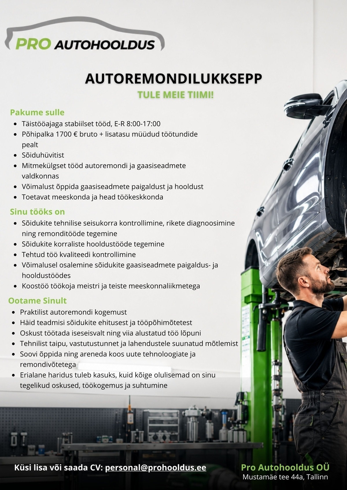 Pro Autohooldus OÜ Autoremondilukksepp