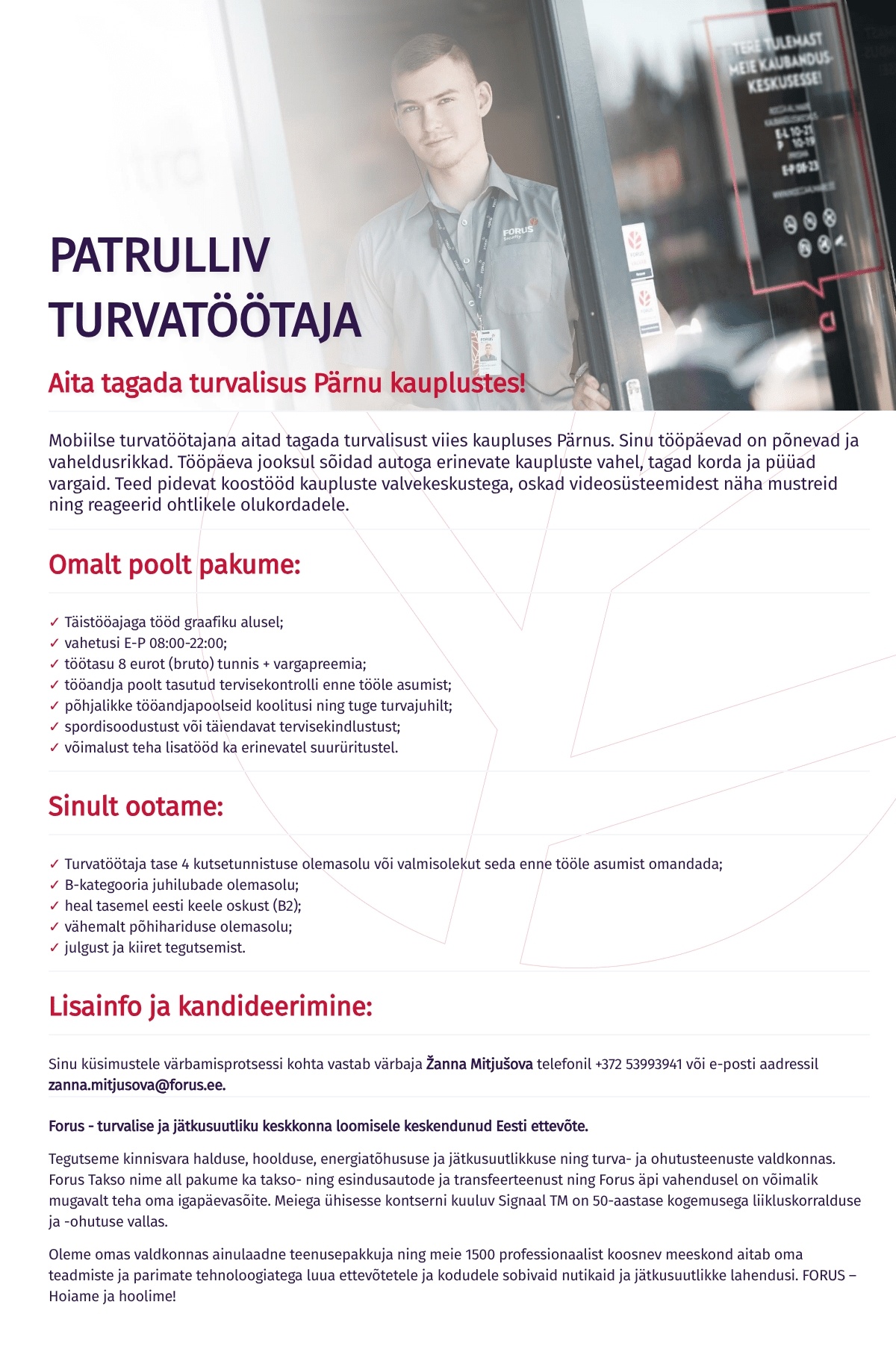 Forus Security AS Patrulliv Turvatöötaja Pärnus