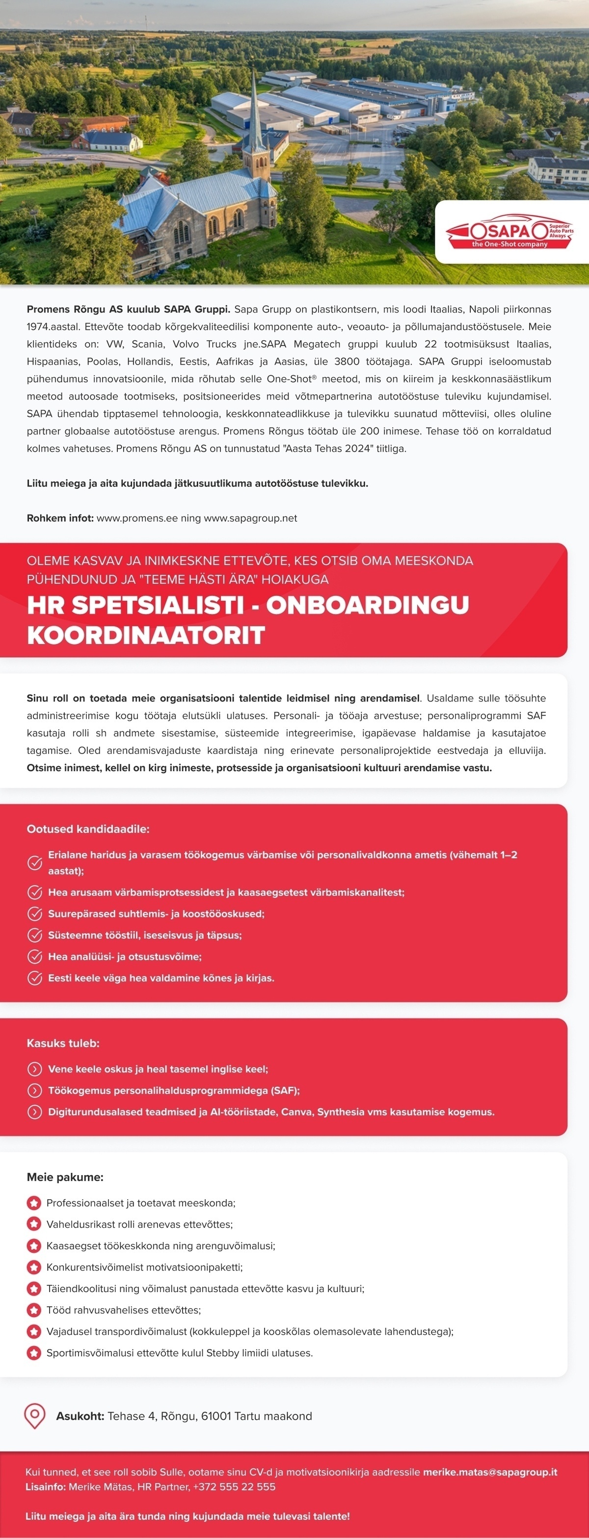 PROMENS RÕNGU AS HR SPETSIALIST / ONBOARDINGU KOORDINAATOR