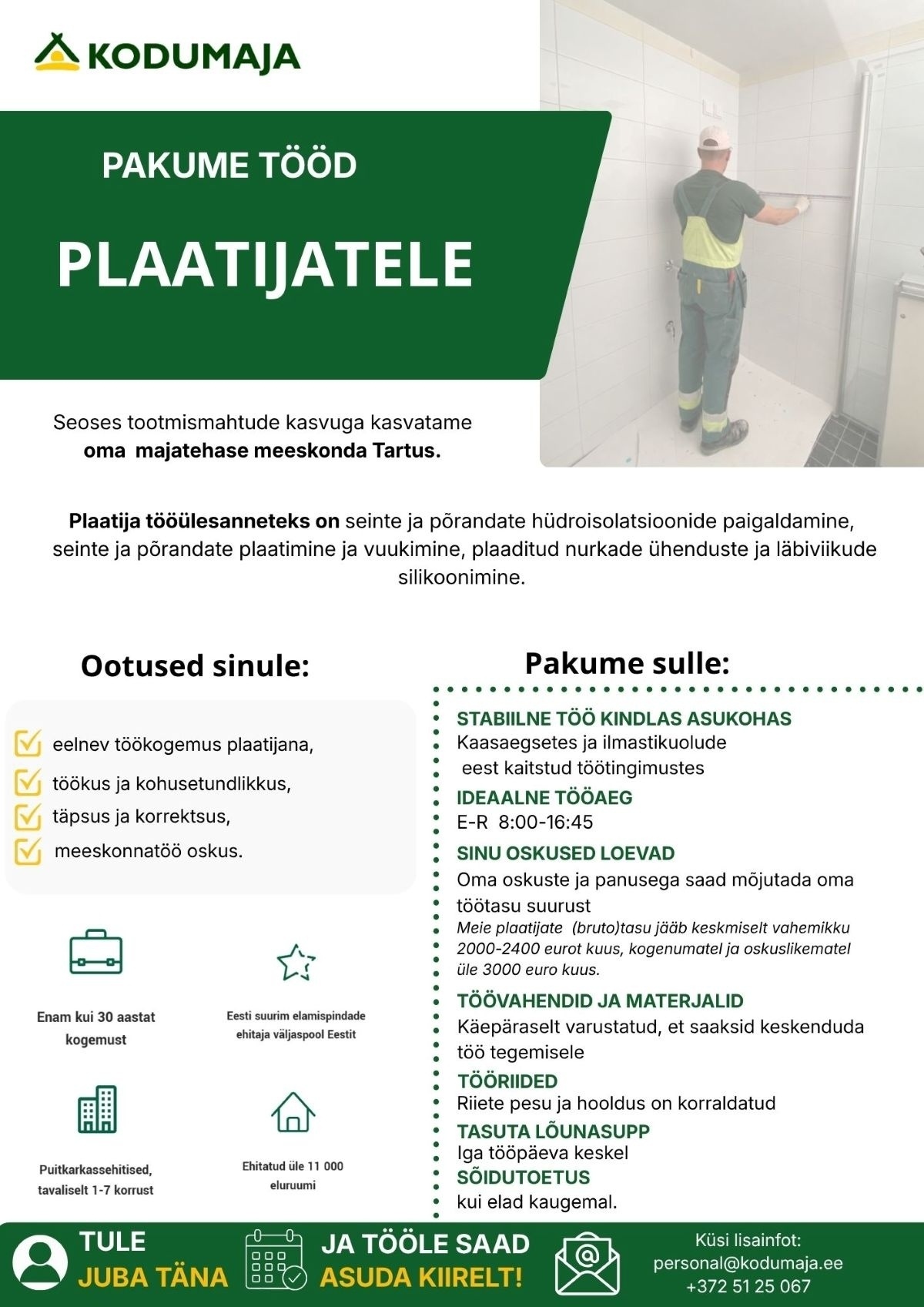Kodumaja AS tütarettevõte KM Element OÜ Plaatija Tartu majatehasesse