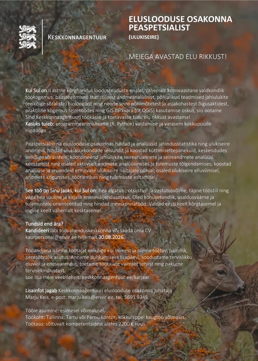 Keskkonnaagentuur PEASPETSIALIST (ulukiseire)