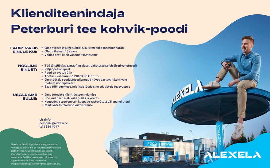 AS Alexela Klienditeenindaja Peterburi tee kohvik-poodi