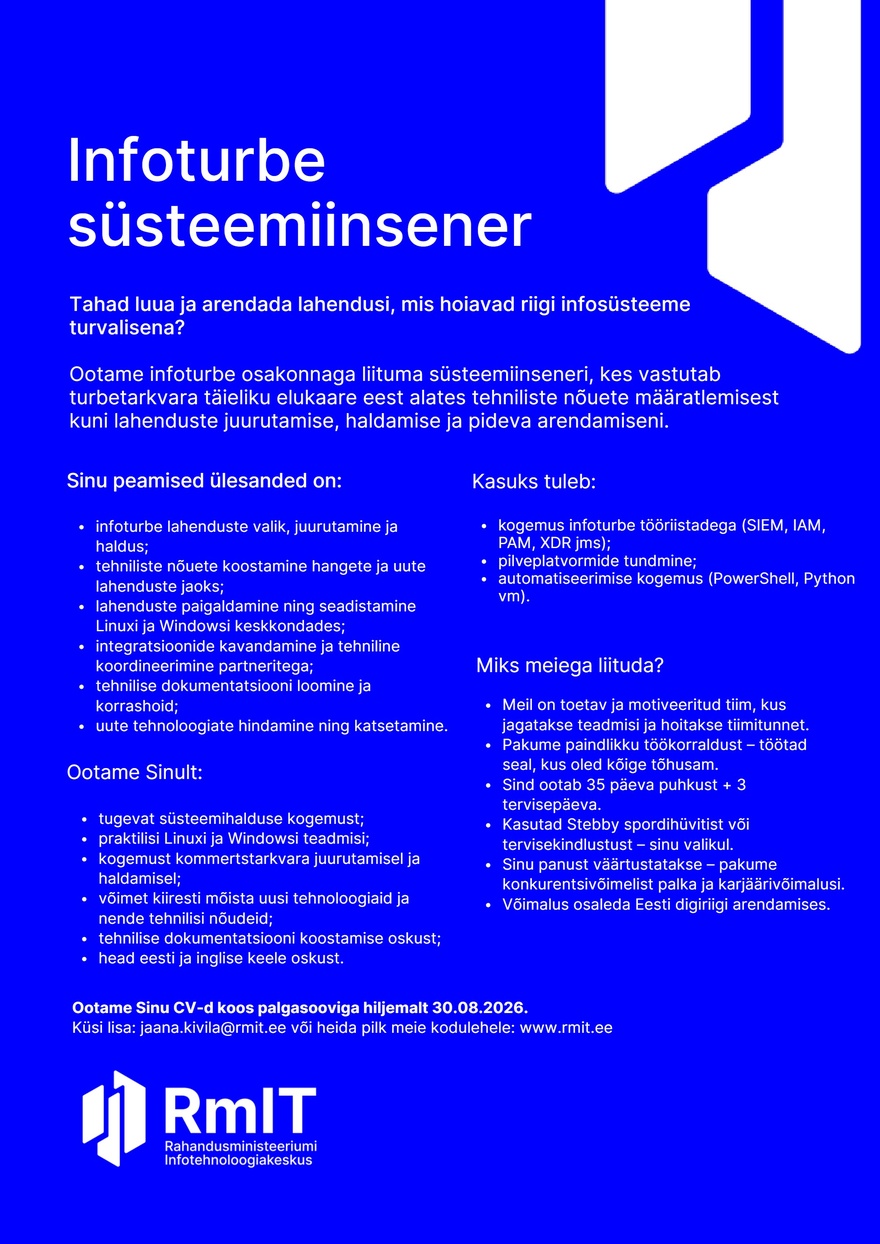 RmIT Infoturbe süsteemiinsener