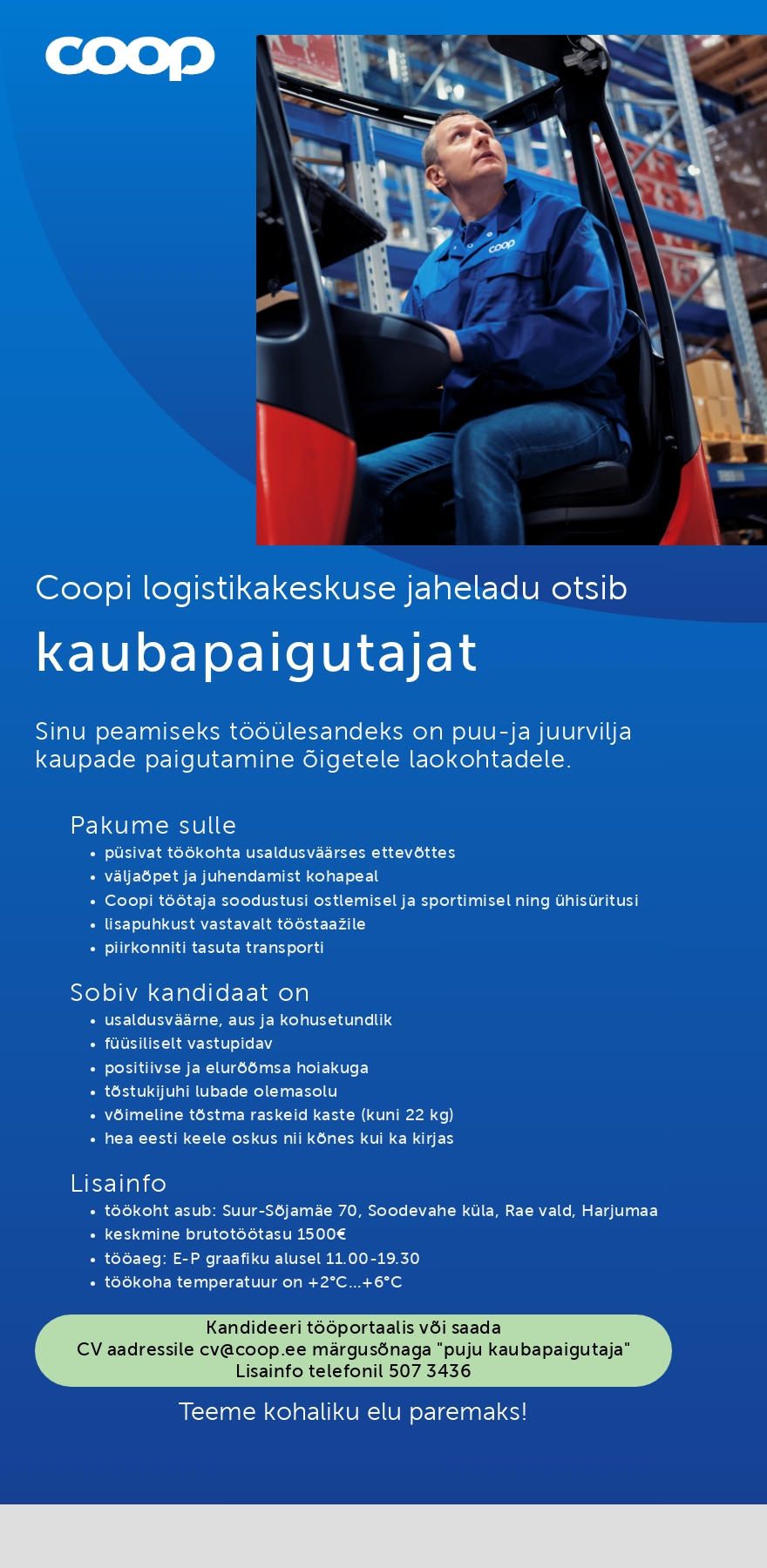 Coop Eesti Keskühistu Puu-ja köögiviljalao kaubapaigutaja